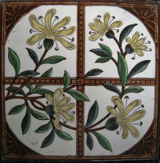 VERY PRETTY HONEYSUCKLE TINT AND PRINT VICTORIAN TILE 6X6