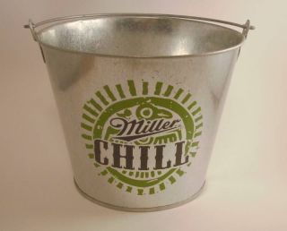   CHILL Vintage Silver Tin Bucket Cooler Container BEER + 