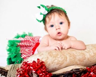 Xmas Newborn Baby Red Striped Green Pettiskirt Skirt Dance Tutu Dress 