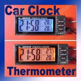 LCD DC 12V Digital Car Thermometer Display Alarm Clock
