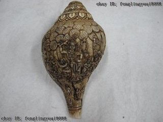 Tibet Buddhism handwork Carve shell conch Buddha Kwan Yin Guan Yin 