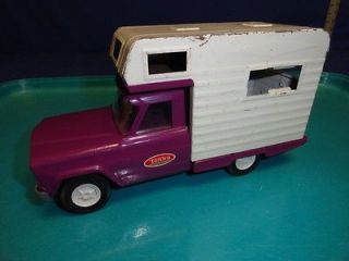 Cir 1960s Classic Pressed Steel Tonka purple Jeep Pickup Camper 