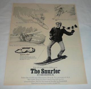 1969 THE SNURFER early snowboard ad ~ ALL YOU NEED IS A LITTLE SNOW