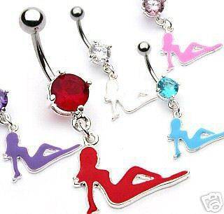 B#136  5pc Trucker Girl Enamel Navel Rings 14g Naval