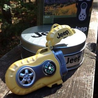 JEEP 54 DUAL TORCH CIGAR FLAME LIGHTER ALL YELLOW W/COMPASS GIFT FOR 