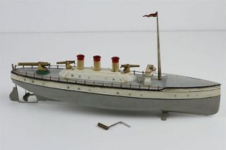 Rare George Carette Gun Boat Tin Clockwork 18 Toy Ship