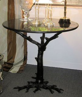 Black Metal Iron Tree Trunk Base Accent Table