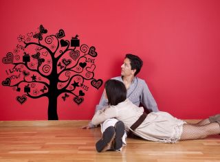 LOVE TREE QUOTE BRANCHES HEARTS WALL ART STICKER DECAL MURAL STENCIL 