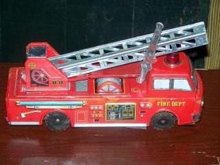 Vintage Yonezawa Battery Operated Toy Fire Engine (RARE)
