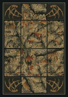 BORDER grid TREES lodge 4x6 area rug ANTLERS camo CARPET Actual Size 