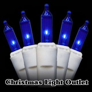 100 Mini Blue Christmas Tree String Incandescent Light Set 27ft White 