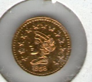 1858 RARE 1/2 Dollar California Token Gold Rush History in Your Hands 