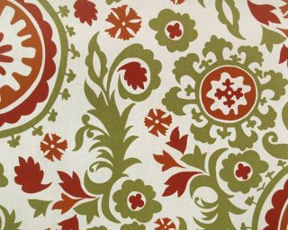 Suzani Fabric / Turquoise & White Suzani Upholstery or Drapery Cotton 
