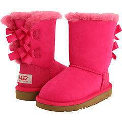 NIB UGG Australia Kids Bailey Button Bow Boots Cerise Pink Youth Size 