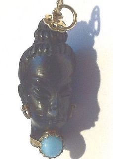 BLACKAMOOR CORLETTO ITALY 18K GOLD PERSIAN TURQUOISE CHARM