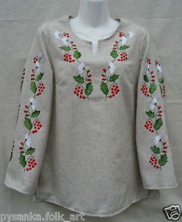 Hand Embroidered Womens blouse, Ukrainian sorochka,S