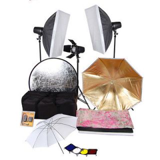   Studio Flash Strobe Light Trigger Softbox Umbrella Kit 3x180w Set