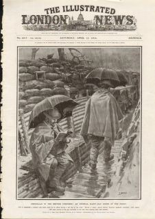 UMBRELLAS IN THE BRITISH TRENCHES  AN UNUSUAL RAINY DAY SCENE 1916 
