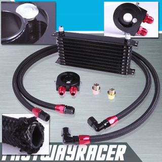 Universal 10 Rows Oil Cooler Kit M20XP1.5 3/4X16 UNF Oil Filter 