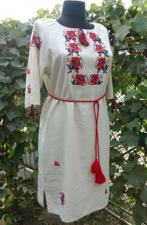 Ukraine Hand Embroidered Womes Dress (blouse), Ukrainian sorochka,L
