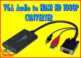 SVGA VGA Video w/Audio to HDMI HD Converter USB PC Desktop Laptop 