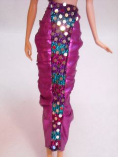 Barbie Doll Skirt Long Scrunch MAgenta Purple Shinny Blue Sliver Dots 