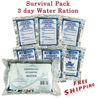 Emergency Drinking Water Pack 3 day Survival Rations 5yr Self Life 