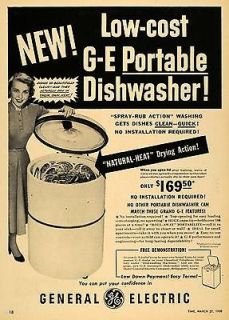   General Electric Portable Dishwasher Appliance   ORIGINAL ADVERTISING