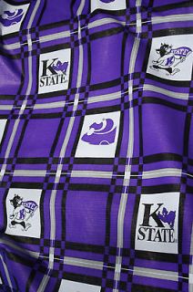 yds Kansas State Vinyl tablcloth Oilcloth Weight Purple Black Wht 