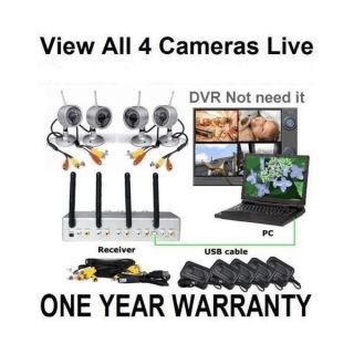 Wireless IR Night Vision Outdoor Waterproof 4 Cameras 30LED DVR 