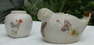 Vtg. Takahashi Japan Pottery Stoneware Pain​ted Dove TAPE DISPENSER 