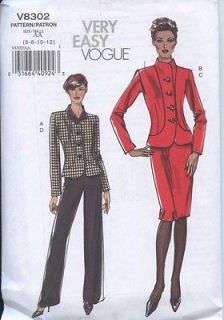 Vogue Pattern #8302 Misses Wardrobe Fitted, unlined jackets, Pants 