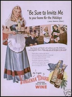 1946 Garretts Virginia Dare Wine Ad Christmas Maid