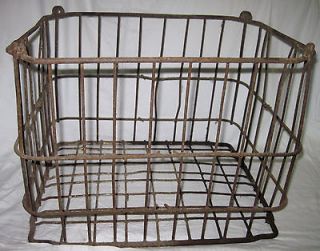 Vintage Milk Dairy Crate Metal Wire Storage Bin Container OLD and 