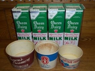 Vintage New Old Stock Queen Dairy Milk Containers Lancaster PA 