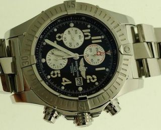   SUPER AVENGER A13370CHRONOGR​APH BOXES PAPERS BLACK DIAL WRIST WATCH