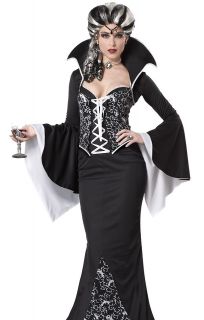 Sexy Womens Gothic Victorian Vampire Black Widow Halloween Costume