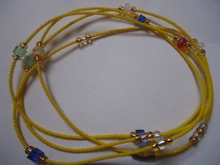 Sexy African Single Waist Beads, Yellow, 43 inches long New, FREE P 