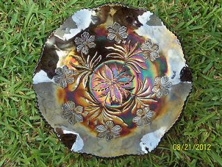 Vintage Millersburg Carnival Glass Radium Purple Primrose Bowl 