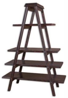 Painted Black Slate Ladder Style Display Shelving Unit