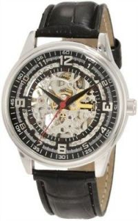   Skeleton AUTOMATIC BLack Leather Black and Silver Dial Watch NEW