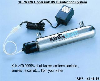 6w Undersink UV Filter System Ultra Violet Steriliser Removes Bacteria 
