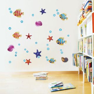Colourful Fish & Starfish Bathroom Decal Wall Stickers/Tile Stickers