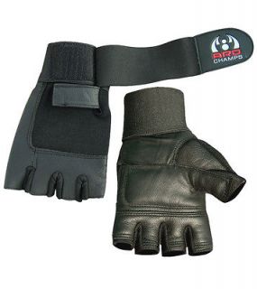 Leather Weight Lifting Gloves Long Wrist Wrap Padded Strength Training 