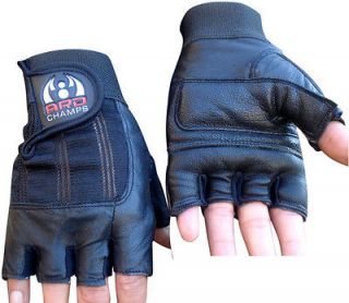 Leather Weight Lifting Gloves Padded Gym Body Building Fitness 