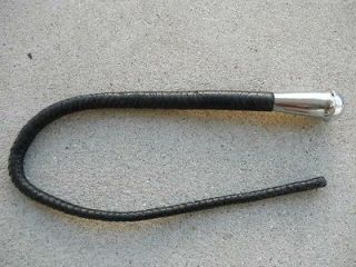 NEW Black Leather BULL WHIP with Metal Handle   Great Horse Training 