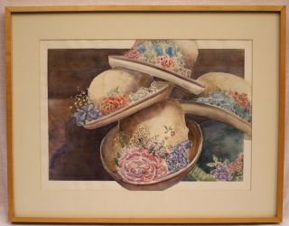 MAGNIFICENT WATERCOLOR ON PAPER BY BARBARA ASHTON HATS