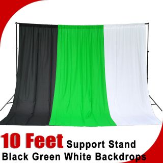 Chroma Key Green Screen with Black and White Backdrop stand Kit 