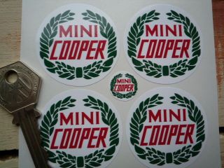 MINI COOPER GARLAND style WHEEL CENTRES STICKERS 44mm BL Rover Triumph 