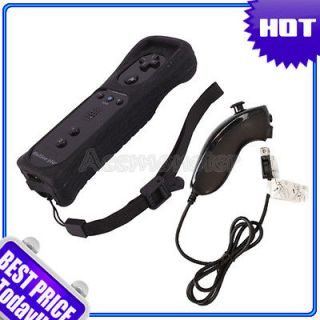 Built in Motion Plus Remote And Nunchuck Controller for Wii Black 